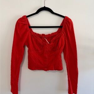 Free People Sweetheart Long Sleeve Blouse